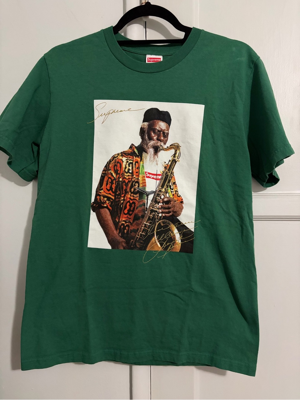 Supreme Green Saxophonist Photo Graphic Tee